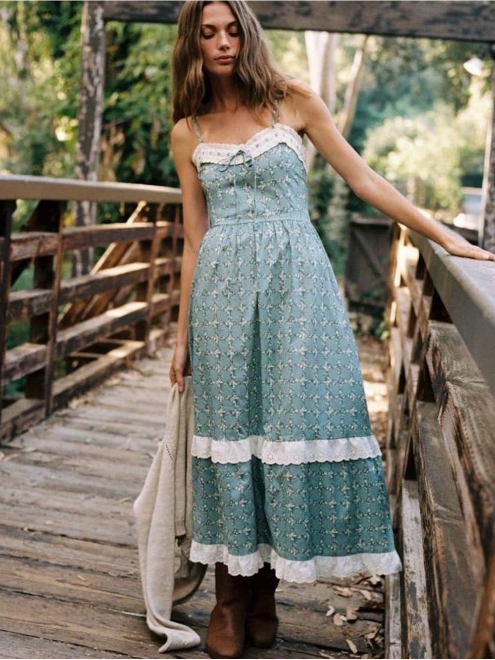 Christy Dawn Emma Dress in Teal Trellis-Sold Out!